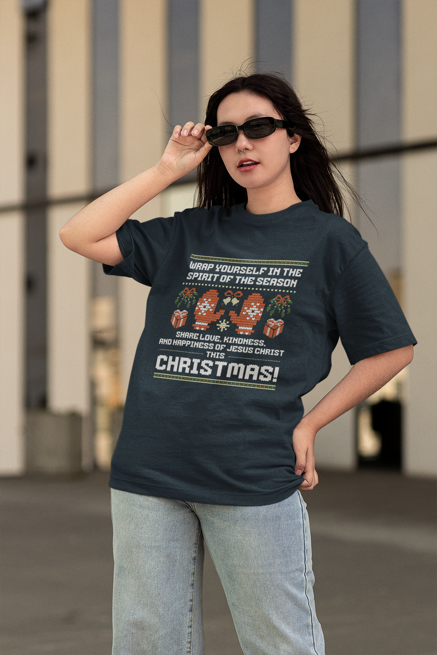 Christmas Knit Oversized Classic T-Shirt