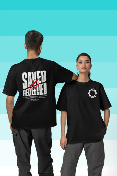 Saved and Redeemed oversized Christian t-shirt - Eternus Wear